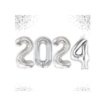 2024 Rakam Folyo Balon, Gümüş, 35 Cm, Kutlama Ve Davet İçin Şık Dekorasyon