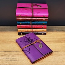 Yaprak Desenli Deri Defter Çok Renkli