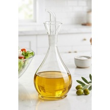 900ml Borosilikat Cam Kulplu Yağdanlık - Estetik Cam Yağlık Şeffaf