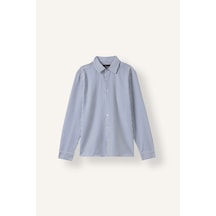 Defacto Modern Fit Polo Yaka Çizgili Kırışık Dokulu Uzun Kollu Gömlek D6003ax26auwt34 Beyaz-wt34