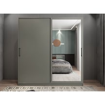 Star Sürgü Kapaklı Gizli Çekmeceli Dolap Gardırop Füme 208 Cm