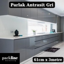 Parlak Antrasit Gri Yapışkanlı Folyo Mutfak Dolap Ve Mobilya Kaplama Folyosu 61cmx3m