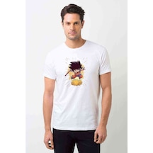 Anime Dragon Ball Looking For The Baskılı Beyaz Erkek Tshirt (531013277)