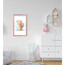 Bk Home Tatlı Ayıcık Tasarımlı Dekoratif Pembe Ahşap Çerçeveli Ço (495493805)