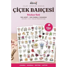 Gül Ve Demet Sticker Seti 100 Adet - Nostaljik Çiçekler Yapraklar Ve Tomurcuklar Botanik Çıkartma Çok Renkli