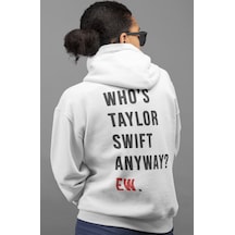 Sevbano Taylor Swift Şarkıcı Sırt Baskılı Unisex Oversize Penye Hoodie beyaz