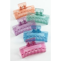 Dikdörtgen Şeffaf Renkli Mandal Toka 8 Cm Pembe