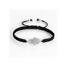 Kuyumcudukkani "hamsa"makrome İpli Bileklik- 40048-w-w-blk Beyaz