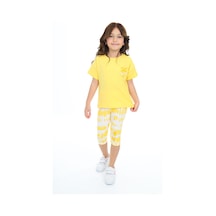 Toontoy Kids Toontoy Kız Çocuk Batik Desen Have Fun Yazı Baskılı Kaprili Takım Koyu Sarı