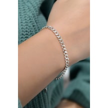Papatya Silver 925 Ayar Gümüş Rodyum Zincir Bileklik
