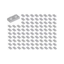Yedek Parçalar: Plate 1x2: 100 Adet 1x2 Plate Parts Plaka Parçası Açık Gri - Light Bluish Gray 3023