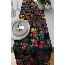 Siyah Patchwork Desenli Premium Masa Örtüsü Runner Rnr290n11