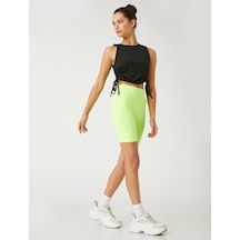 Koton Büzgülü Crop Spor Atlet Bisiklet Yaka Siyah 3wak30144nk 3WAK30144NK999 Siyah
