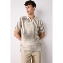 DeFacto Regular Fit Polo Yaka Çizgili Dokulu Kısa Kollu Tişört D7249AX25SPER85