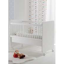 Bw1065 - Pratik Kademeli Anne Yanı Tekerlekli Beşik Beyaz 60x120 Beyaz