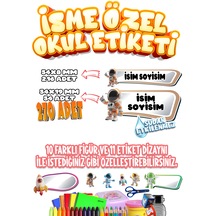 Okul Etiketi Kalem Defter Etiketi İsme Özel Etiket Set08 Okul Etiketi Kalem Defter Etiketi İsme Özel Etiket Set08