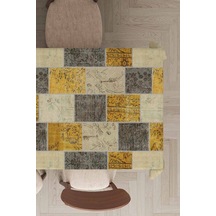 Sarı Patchwork Desen Dokuma Leke Tutmaz Masa Örtüsü Mso296n11
