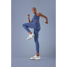 DeFactoFit Yüksek Bel Beli Saran Esnek Basic Düz Sporcu Tayt B4147AX25SPBE299 Mavi