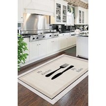 West Home Makinede Yıkanabilir Kaymaz Taban Leke Tutmaz Bej Mutfak Halısı Mutfak Kesme Yolluk
