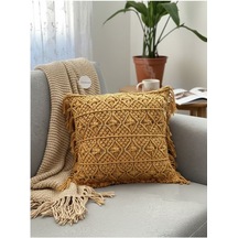 Bohem Ruhu Yaşam Alanınıza Taşıyın: Doğal Makrome Kırlent Kılıfı 40x40 Cm Diğer