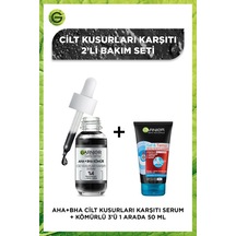 Garnier Aha+Bha Kömür Cilt Kusurları Karşıtı Serum 30 ML + Kömürlü 3'ü 1 Arada Siyah Nokta Karşıtı Yüz Maskesi 50 ML