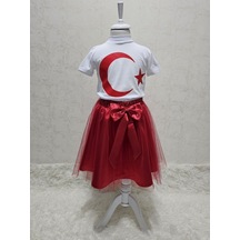 Ay Yıldızlı Tişört Kırmızı Tütü Etek Takım