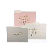 Graphique "make Things Happen" Dosya Klasör Seti Dosya Seti 9 Klasör Ve 3 Benzersiz Go-getter Tasarımı İçerir, Dayanıklı Üç Noktalı Kaplamalı Karton Üzerine Altın Folyo Süslü, 29,8 Cm X 24,1 Cm 01 Gray Brown