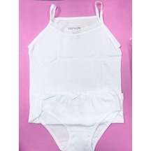 Defne Baby % 100 Pamuk Kız Çocuk Atlet Takımı-649 Beyaz