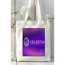 Art Hediye Celestia Baskılı Bez Çanta Omuz Çantası Kişiye Özel Desen 3 Çok Renkli