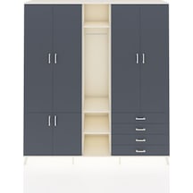 Hyperion Dolap 14 Raflı 4 Çekmeceli Tek Askılı 220x44x243 Aytaşı-antrasit/antrasit Antrasıt/antrasıt