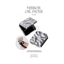 Muzigae Mansion Mirror Oil Paper Özel Tasarımlı Aynalı Kutu Sünger Puf ve Yağ Kontrol Kağıdı 50 Adet