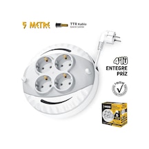 Sgs Saklı Kablolu Makaralı Uzatma Kablosu 3x1 - 4 Priz - 5 Mt. 5 M