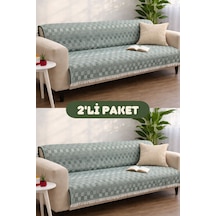 Miracolo Home Pamuklu Koltuk Örtüsü Şalı Kaymaz Dokulu Çok Amaçlı Kanepe Çekyat Örtüsü 170x200 Cm 2'li Paket Yeşil