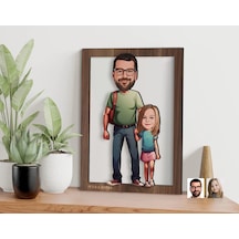Bk Gift Kişiye Özel Baba Kız Karikatürlü 3d Ahşap Tablo-20, Babaya Hediye, Karikatürlü Tablo Kobitmeyen138368 Bk Gift