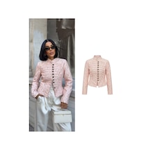 Diva Butik Düğme Detaylı Toz Pembe Ceket Açık Pembe