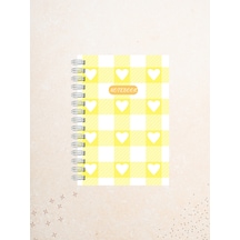 Kalpli Sarı Dama Desenli Defter 60 Yaprak / 120 Sayfa Çizgisiz Tel Spiralli Çok Renkli
