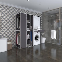 Kenzlife Çamaşır-Kurutma Makinesi Dolabı Ve Giysi Dolabı Çekmeceli Attar Sol Gri 187 160 60 Banyo Çok Renkli