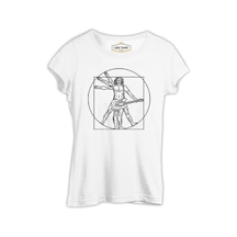 Da Vinci Man Guitar Playing Beyaz Kadın Tshirt 001