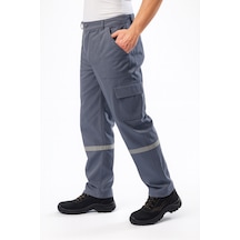 Gabardin Reflektörlü İş Pantolonu 10 Adet Geniş Cepli, Firmanıza Özel Logo & İsimli Baskılı Gri