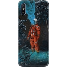 Xiaomi Redmi 9A Kılıf Silikon Astronot Smoke 1769 Siyah