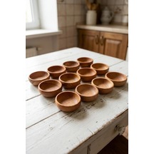 Atbyhome 12 Parça Doğal Kayın Ağacı Ahşap Çerezlik Kaseler - 10 Cm Kahvaltılık Ve Mezze Sosluk Seti Diğer
