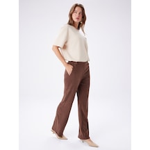 Faik Sönmez Beli Lastikli Kendinden Dokulu Wıde Leg Fıt Örme Pantolon W27pnt025 Uw27pnt02530 Kahve