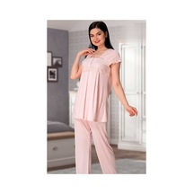 Effortt Pinnak Pembe Dantelli Lohusa Pijama Takımı Pembe