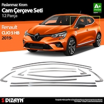 S-dizayn Renault Clio 5 Krom Cam Çerçevesi 12 Prç. 2019 Üzeri A+ Kalite