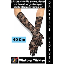 Partieldiveni Balo Parti Halloween Cosplay Dans Gösteri Davet Şık Estetik Dantelli Eldiven 40 Cm Tüm Yaşlar