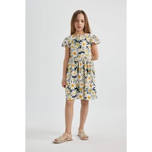 Defacto Kız Çocuk Çiçekli Kısa Kollu Elbise B4339a824smnv95