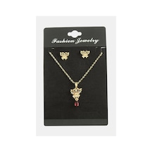 Kelebek Zirkon Taşlı Set Kolye Altın 00641609