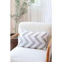 Ayrex Bohem Özel Tasarım Punch Panç Desen Dekoratif Dikdörtgen Kırlent Kılıfı 28x50 Cm Line Gri Genel