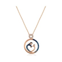 Gümüş Rose Kalp Anne Ve Bebek Bayan Kolye Sl3232 Gümüş