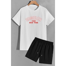 Uyguntarz Brooklyn Şort T-shirt Eşofman Takımı Beyaz